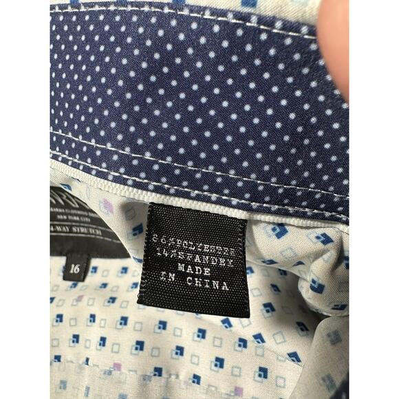 WRK 4 Way Stretch Performance Long Sleeve Button Up Geometric Print Size 16 Lrg - Picture 6 of 14